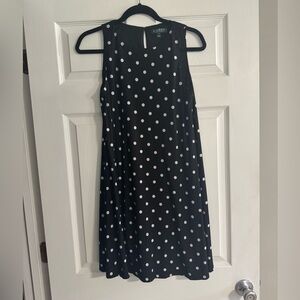 Lauren Ralph Lauren Black And White Polka Dot Sleeveless Shift Dress